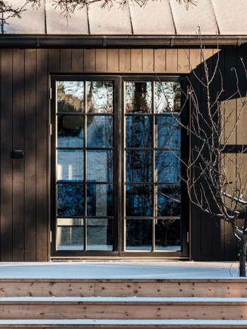 Stor svart paraltandörr med spröjs